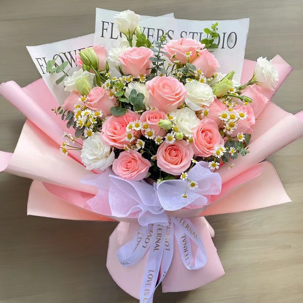 Two-Color A4 Size Coated Wrapping Paper Custom Floral Bouquet Tissue for Gift Packaging for Flowers Wrapping
