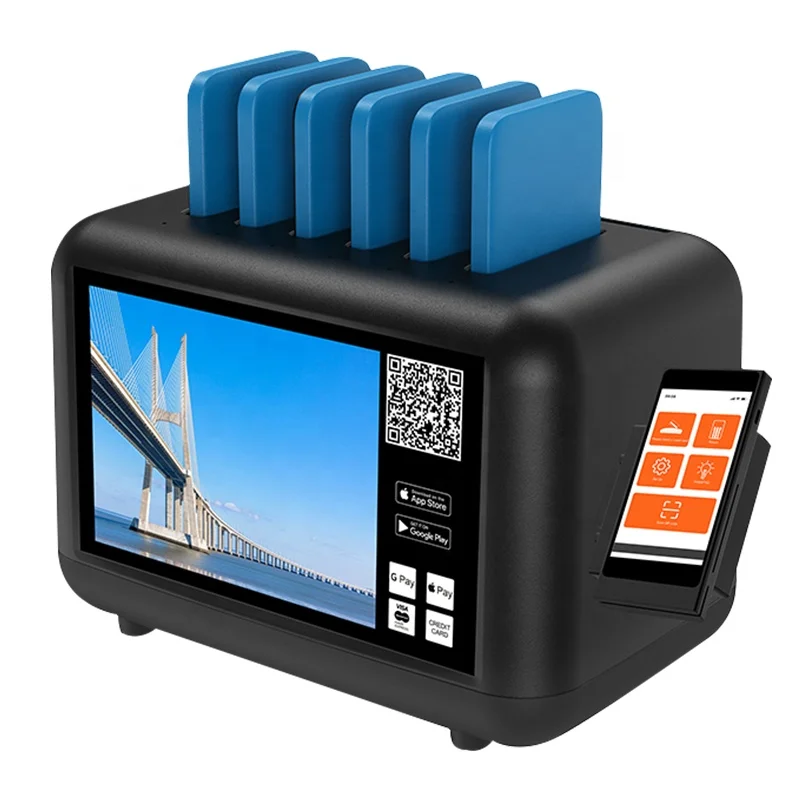 STW 5000mah fast Phone charger mobile shared power bank charging station rental 6 slots public sharing station with POS machine
