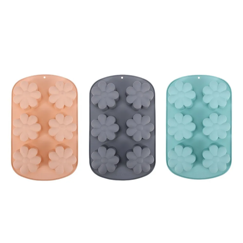 6 Cavity Flower Silicone Mold for Cake Chocolate Candy Cupcakes Pudding Muffins Ice Cube Soap