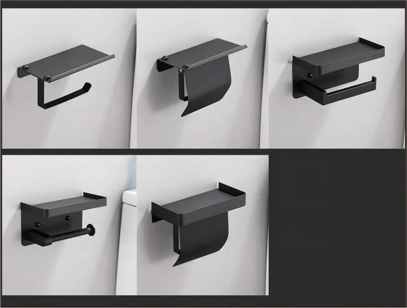 Держатель рулона туалетной бумаги из нержавеющей стали с полкой многофункциональный самоустанавливающийся настенный держатель подставкой для мобильного