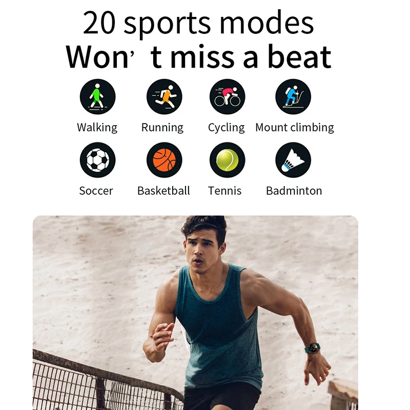 Smart Watch 1.28 Inch Round Screen IP68 Waterproof Health Monitor Smart Watch With Music Player