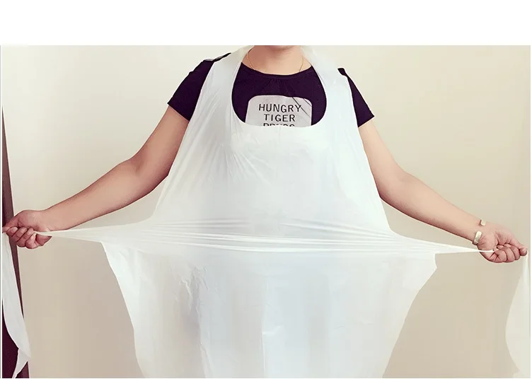 good quality costume apron nails custom logo folded disposable plastic aprons delantal unas logo personalizado