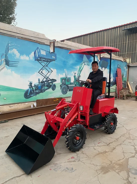 Small Mini Electric Wheel Loader Front Skid Steer With 4 in 1 Bucket Backhoe Shovel Tractor Attachments