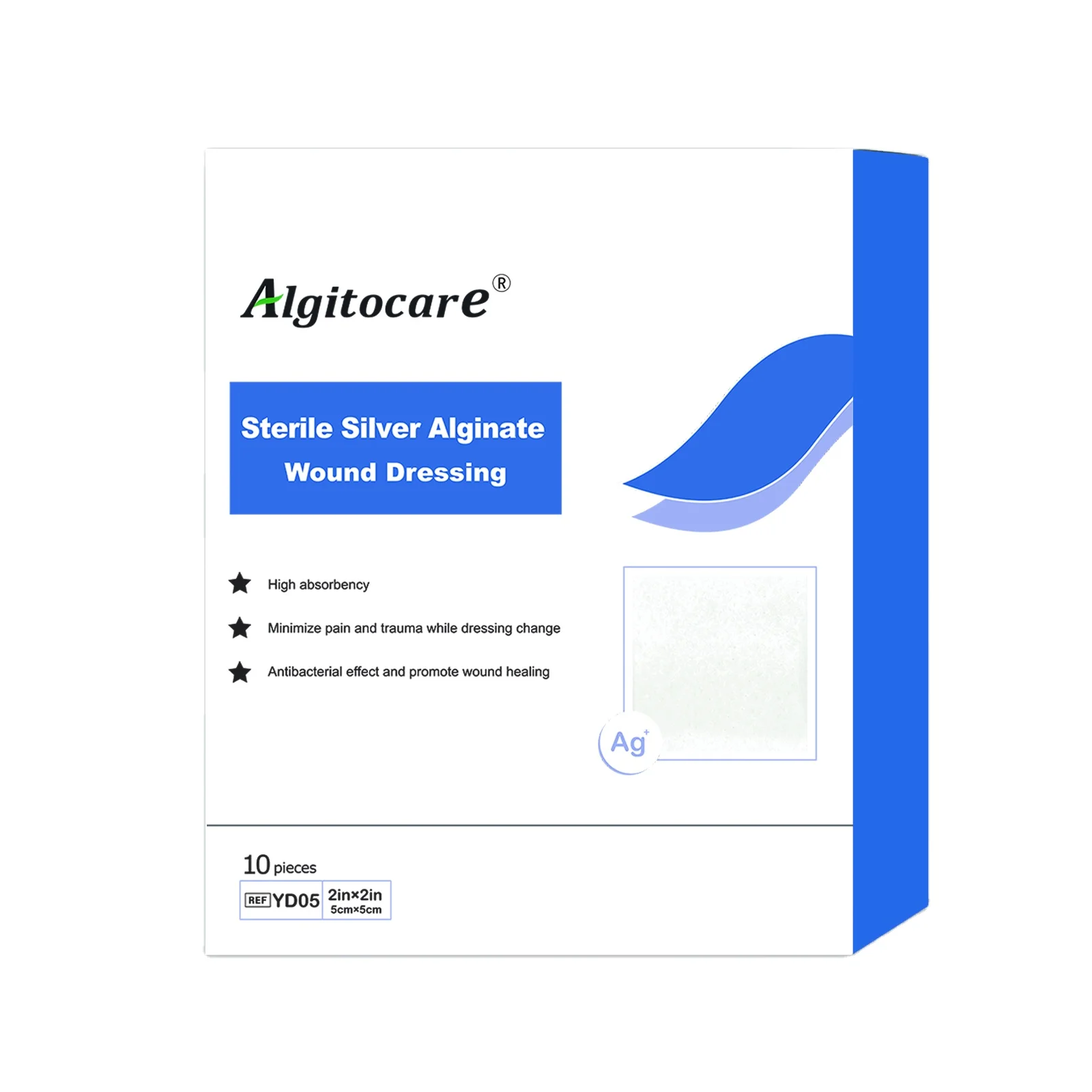 Silver hydrophilic dressing alginate fiber with Ag Advantage Dressings Silver Calcium Alginate Wound dressing