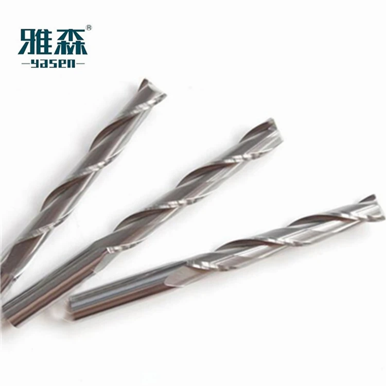 YASEN CNC Milling Cutter Carbide 2 flutes spiral End Mill Cutters for Woodworking
