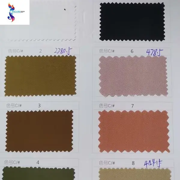 Batch Yarn Stock Fabric Woven Plain CVC Dyed shiny trench coat ready goods stock fabric