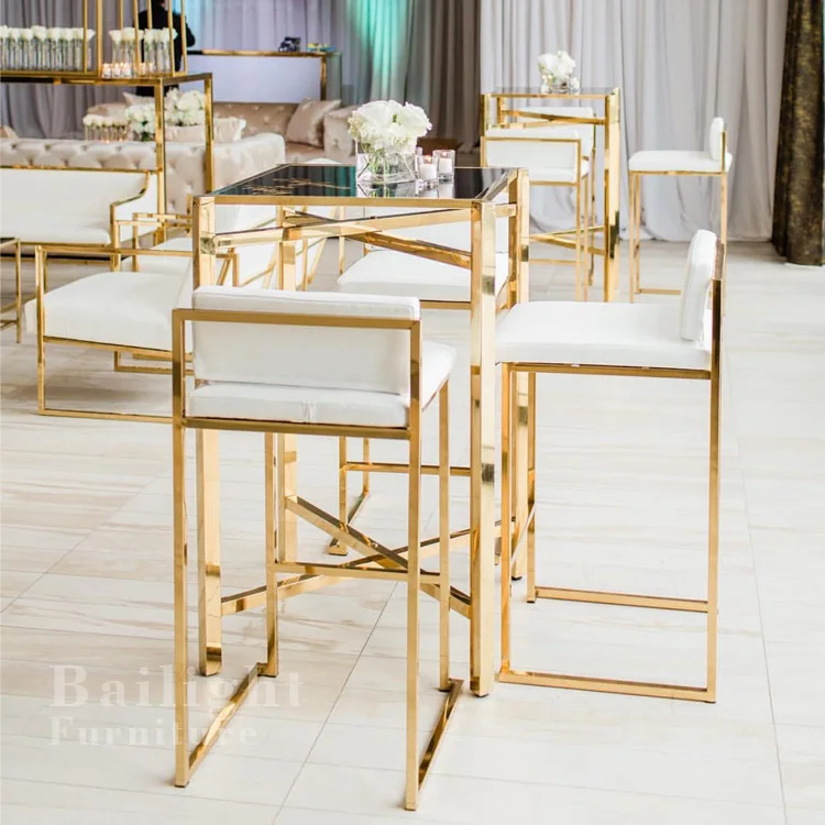 Golden metal frame green velvet party rental night club luxury bar stool