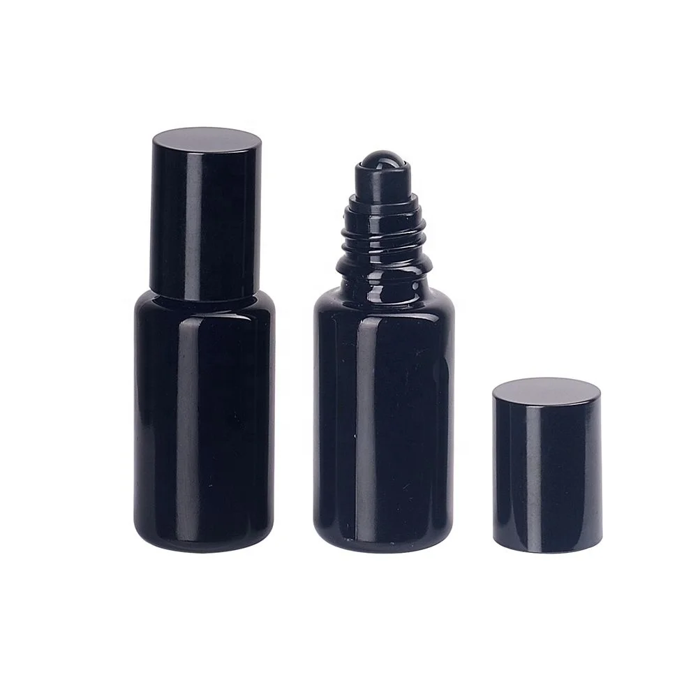 15ml black roller ball glass bottle empty black glass essential oil roll-on bottles 15 ml roll on bottle
