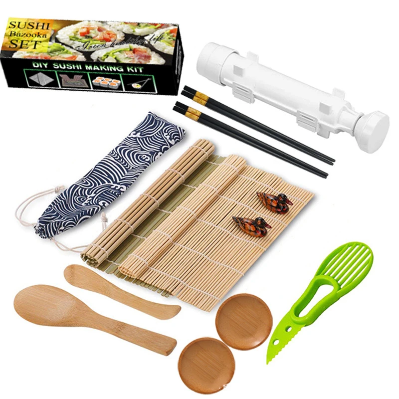Good Quality Custom Logo Sushi Maker Bamboo Red Sushi Making Kit Maker With Sushi Knife