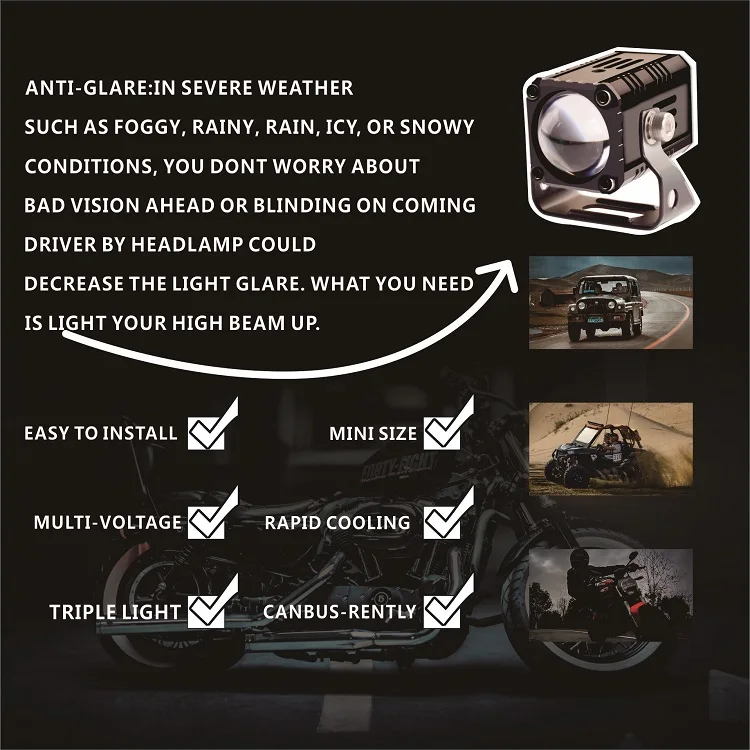 Senlo 4000LM 40W Moto Spotlight LED Driving Fog Spot Head Light Mini Driving Light for motorcycles Led