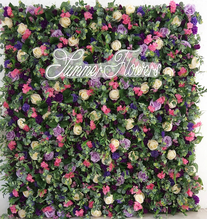 Artificial Roll Up wall flowers hanging flower wall panel backdrop wedding decor