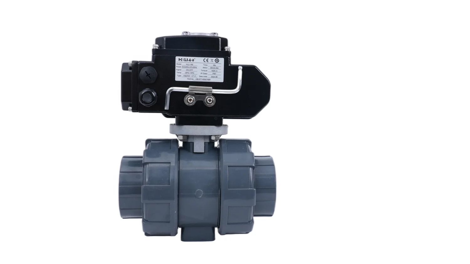 PVC Ball Valve Used in Pipeline for Acid or Other Fluid,attached with High Quality Actuator to  Motor the Valve