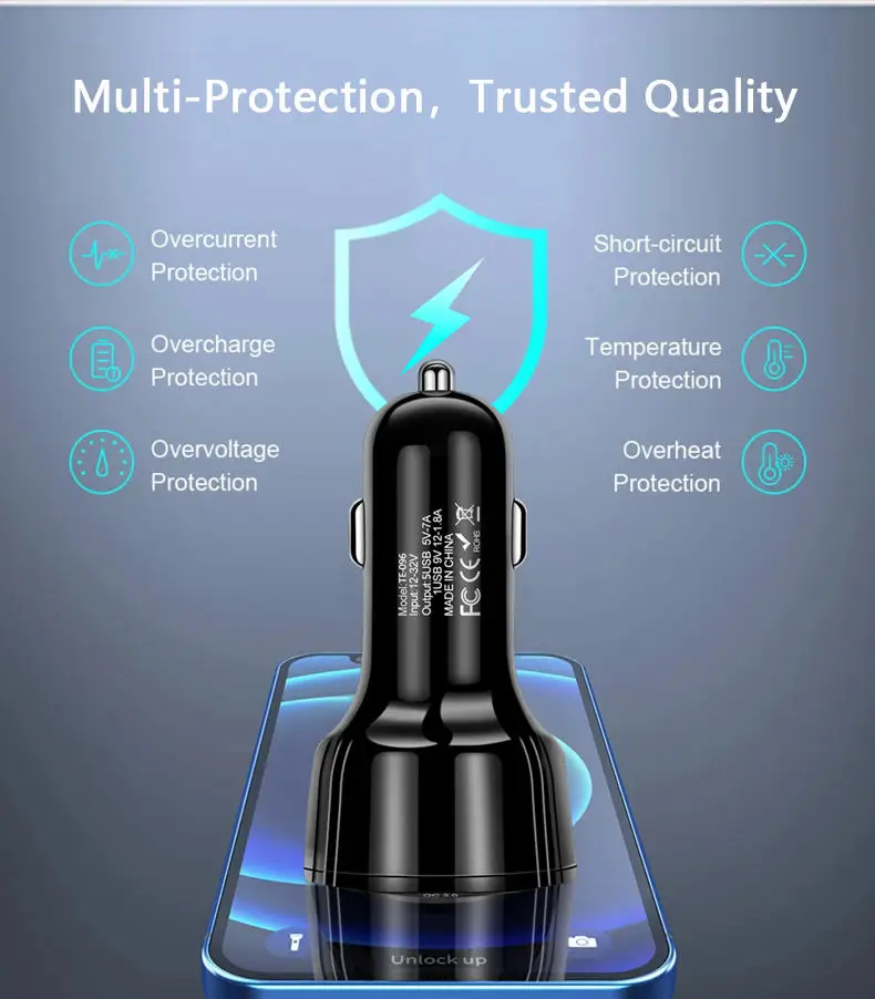 PSDA 35W USB C Car Charger QC 3.0 7A Type PD Fast Charging Car Phone Charger For iPhone 12 13 Pro Xiaomi Huawei Samsung