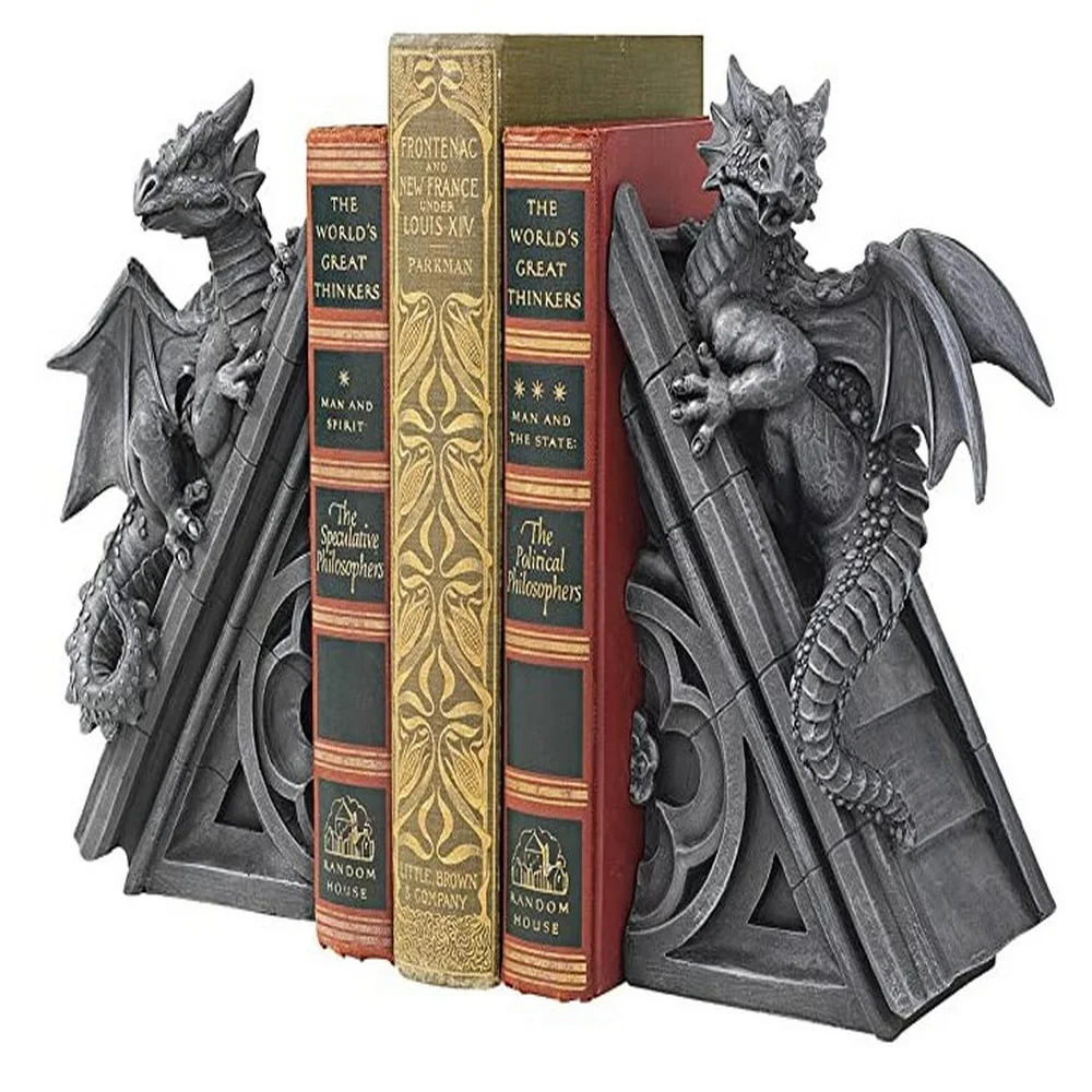 Flying Dragon Book ends traditional hand-carved bookends set Birthday Gift Ideas for Kids Adults