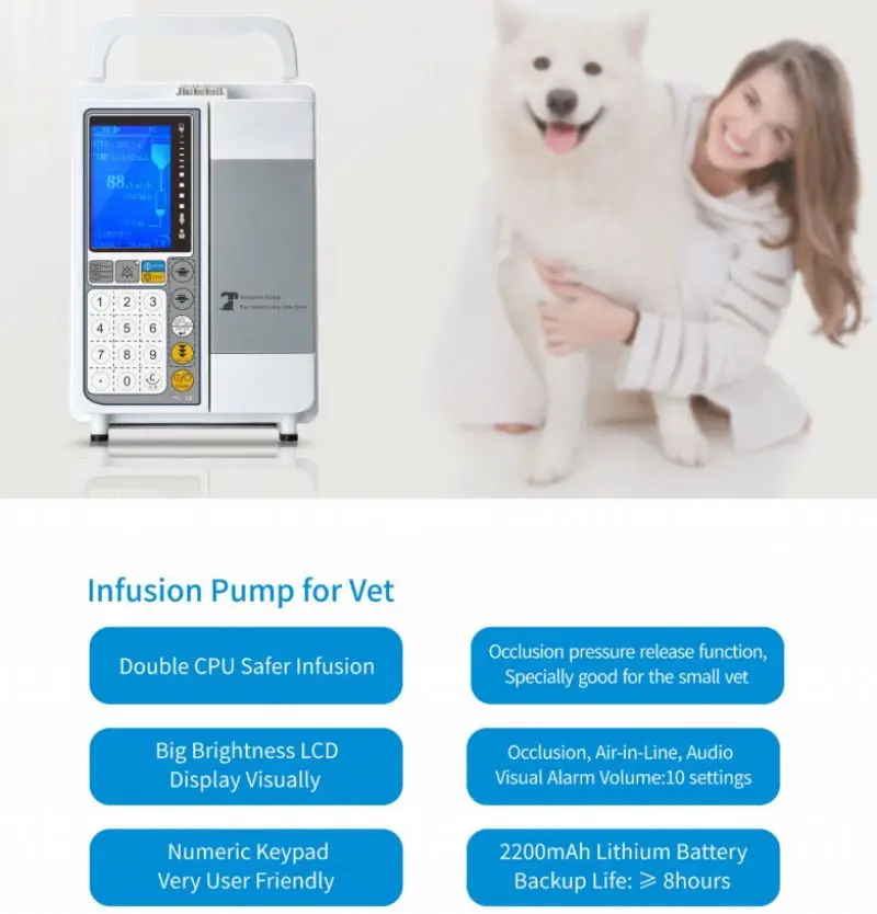 LCD Display Smart IV Infusion Portable Veterinary Infusion Pump