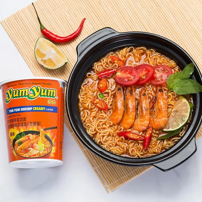 Thailand imported Yangyang brand (yumyum) Tom Yum Gong sour and spicy shrimp flavor soup noodles  70g*2 cups