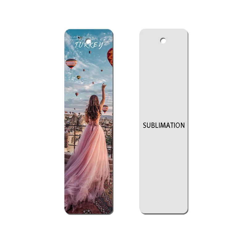 Custom printing 0.45mm  0.65mm 1mm thickness one side double sided white 3.8*15.2cm sublimation bookmark blank aluminum