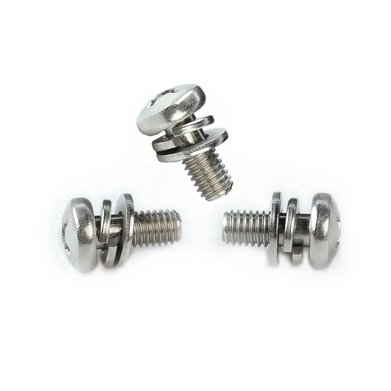 machine screws fasteners cross recessed small pan head screw single coil spring lock plain washer assemblies GB9074