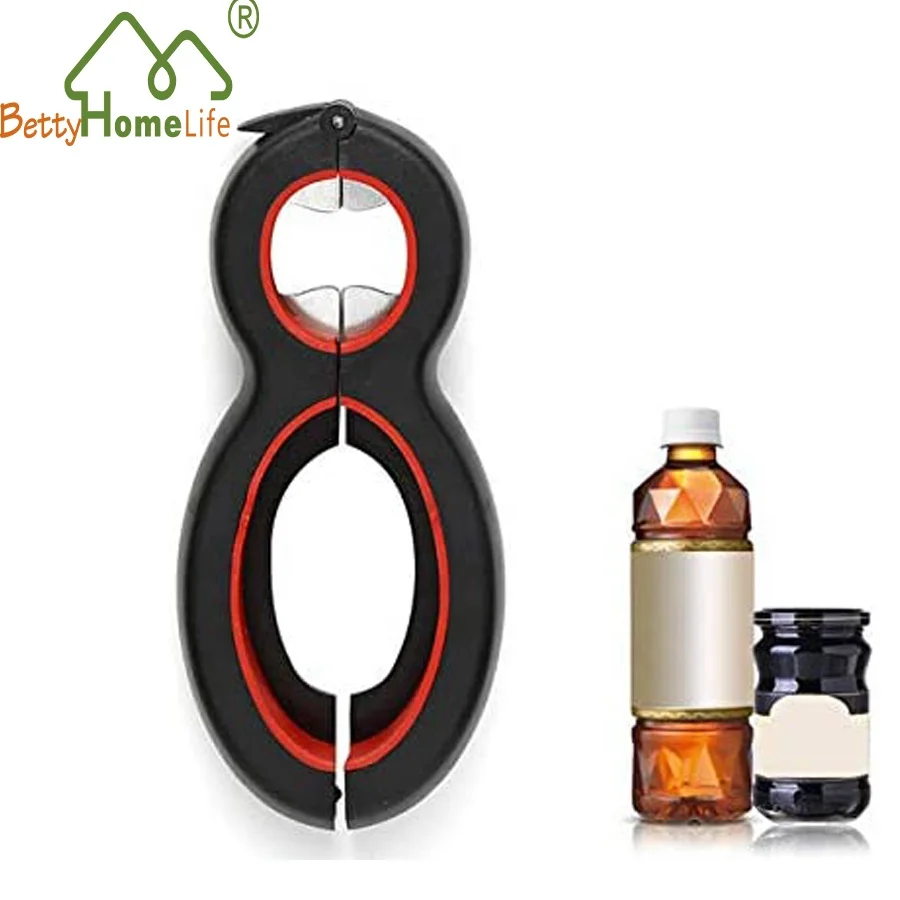 Многофункциональная эргономичная ручка 6 в 1, многофункциональная открывалка, резиновая банка, открывалка для бутылок, нескользящая, легко захватываемая открывалка для крышки