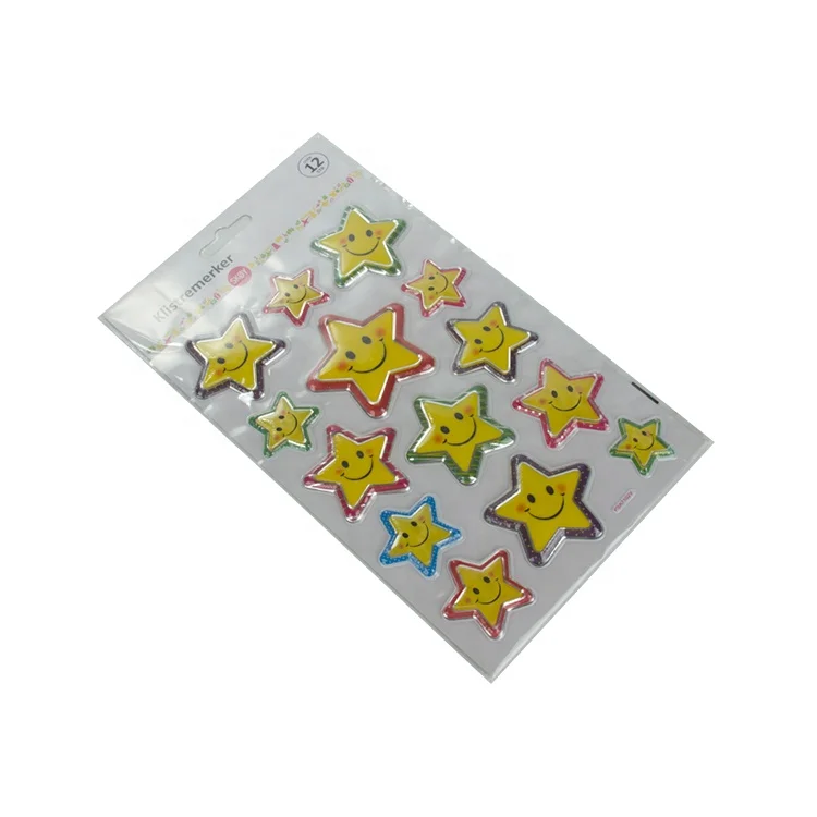 Cute cartoon star shaped puffy stickers DIY decorative stickers for macbook holographic Bubble Stickers for party decorations