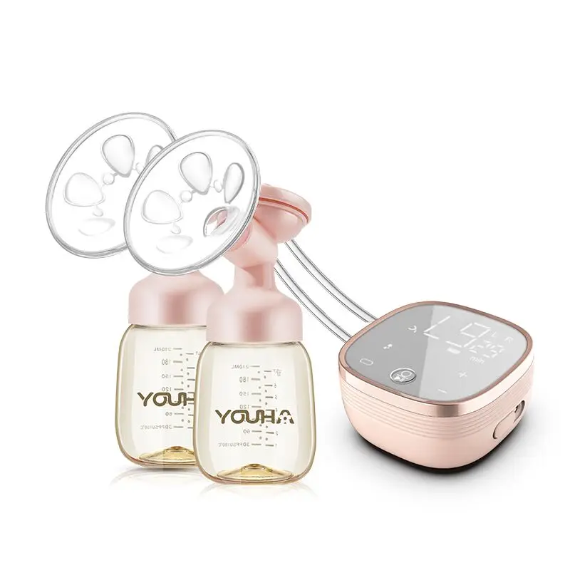 YOUHA new design double motor electric breast pump ,5x10 modes baby feeding pump with pause function