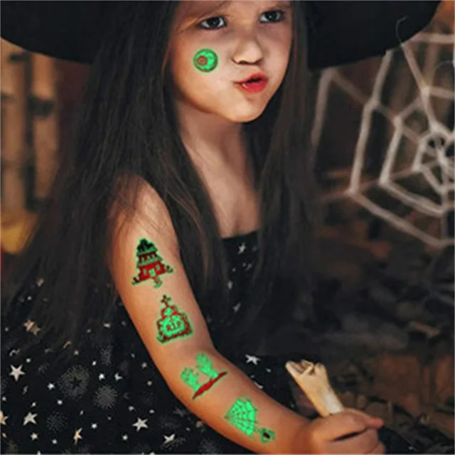 
New Halloween Tattoo Sticker Luminous Children Cartoon Cute Carty Luminous Temporary Tattoo Sticker 