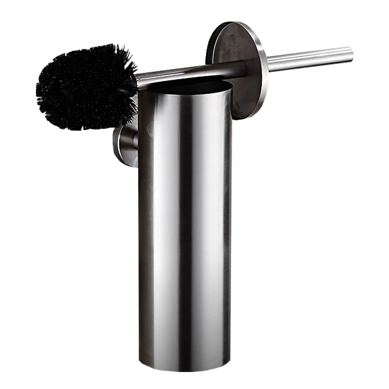 wall mounted stainless steel  Matte Black metal toilet brush holder set