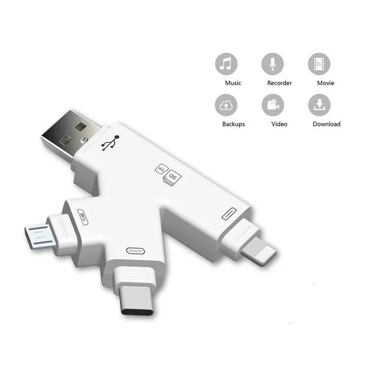 
4 in 1 OTG Flash Drive USB Micro SD&TF Card Reader Adapter for iPhone XS max/ XS /X/7 8 PLUS for iPad Touch MAC PC 