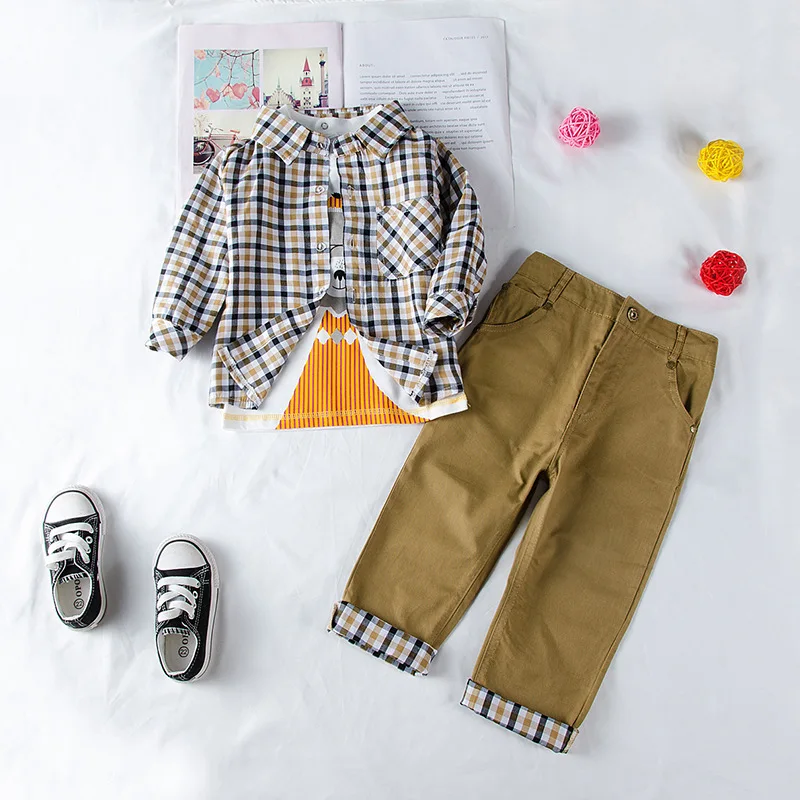 Autumn New Boys Clothing Sets Jacket Shirts Pant 3pcs Suits Clothing Kids Long-sleeved clothed for Kids