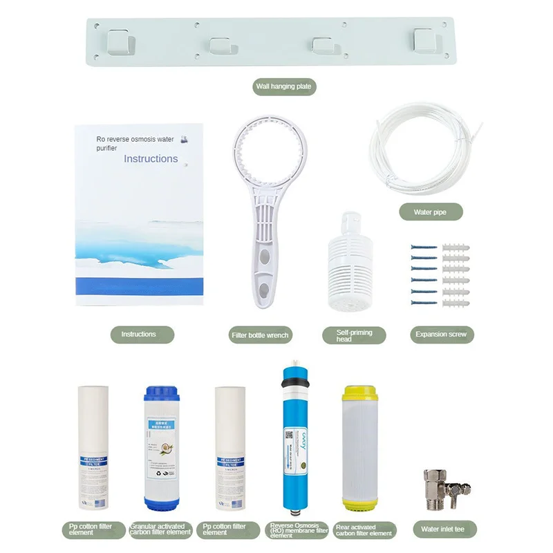 5-stage home ro reverse osmosis water purifier 100 GPD hot and cold purification system wall-mounted filter water purifier