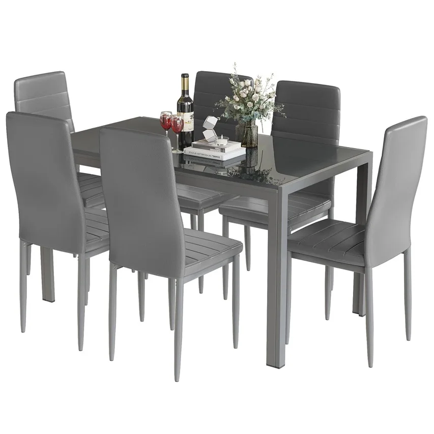 7 шт. кухонные стулья из закаленного стекла на 6 человек