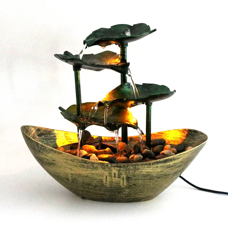 High-Quality Lotus Leaf Fountain Copper-Colored Waterfall for Modern Home Decoration