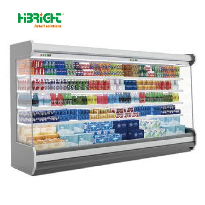Remote front glass Narrow Multidecks Open Chiller Refrigerators for Supermarket Display Fridges Refrigeration Equipment