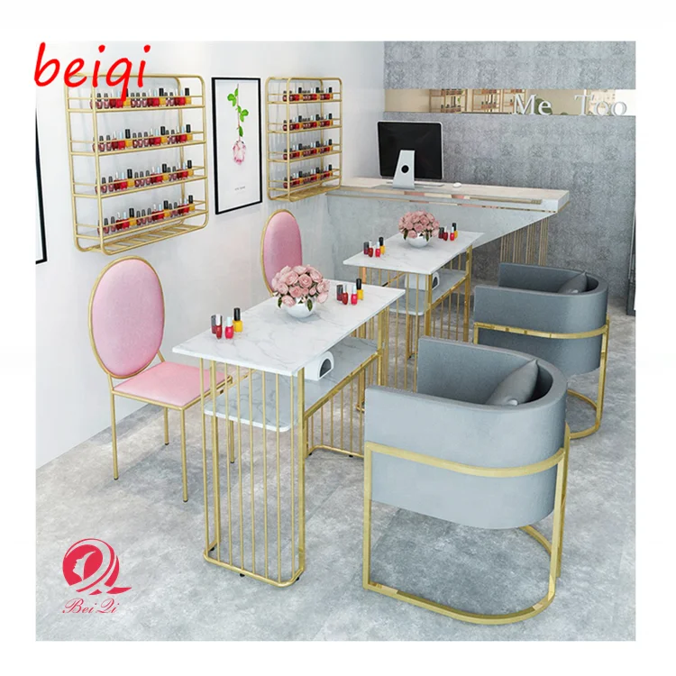 
Modern ultra double pink vintage nail station furniture manicure table 