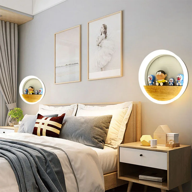 Bedroom wall lamp Bedside lamp Modern solid wood aisle corridor living room Tmall fairy children decorative wall lamp