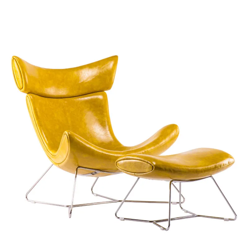 Bright yellow Foshan factory rotating chair luxury relax single sofa with ottoman