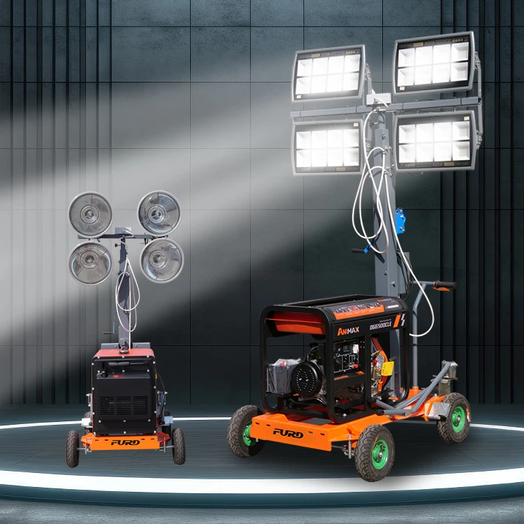 Mobile Light Tower Telescopic Rod Portable Lighting Tower Sports Stadium Flood Diesel Light Tower By Trailer Made in China