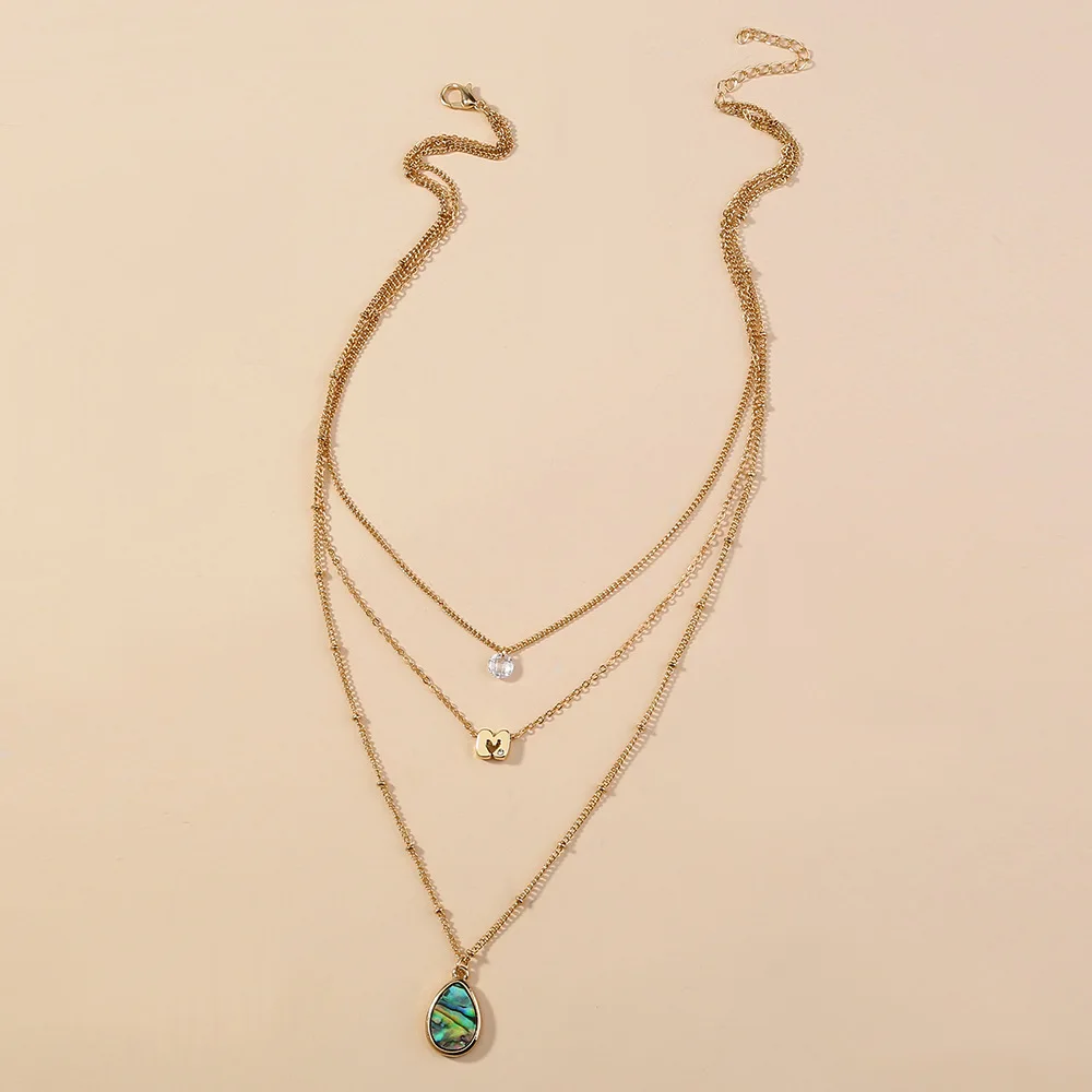 Colorful Water Drop Abalone Shell Pendant Multilayer Personalized Pendant Necklaces Accessories Jewelry Link Chain Women