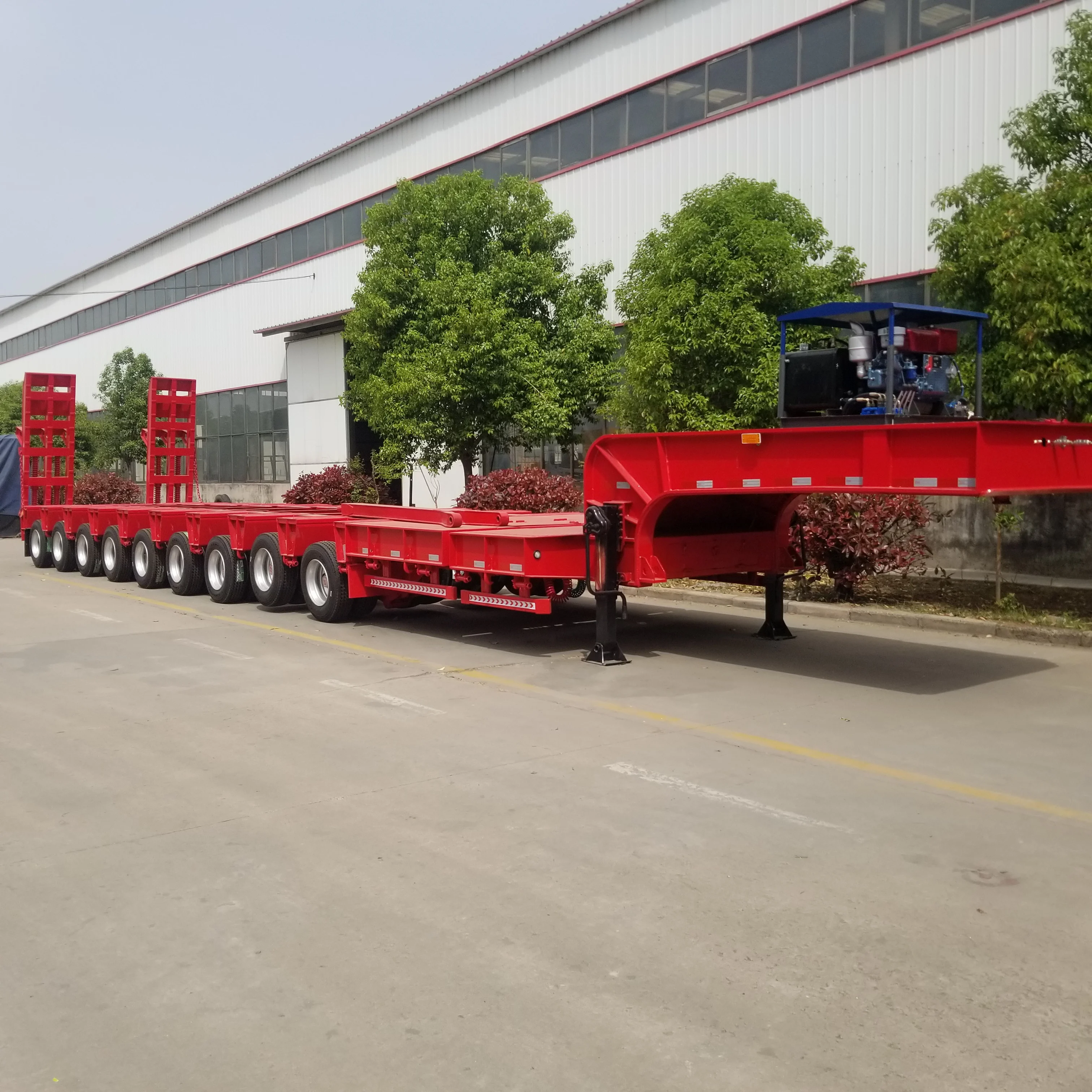 Best Selling 2 Axles 40FT 3 Axle 30 ton flat bed 50 ft tandem bogie 20ft 40ft 60ft low flatbed container semi trailer