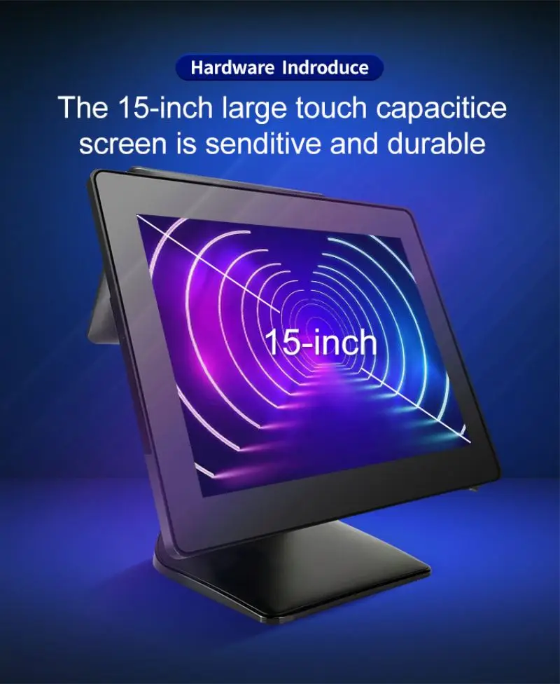 15' Cash Register Touch Screen Restaurant Terminal Payment Machine All in One Point of Sale Windows POS System with Printer
