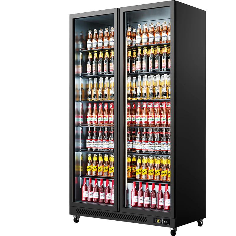 LB1120C популярный коммерческий кулер без запотевания, черный, белый цвет, 711L, двухдверный морозостойкий холодильник для супермаркета