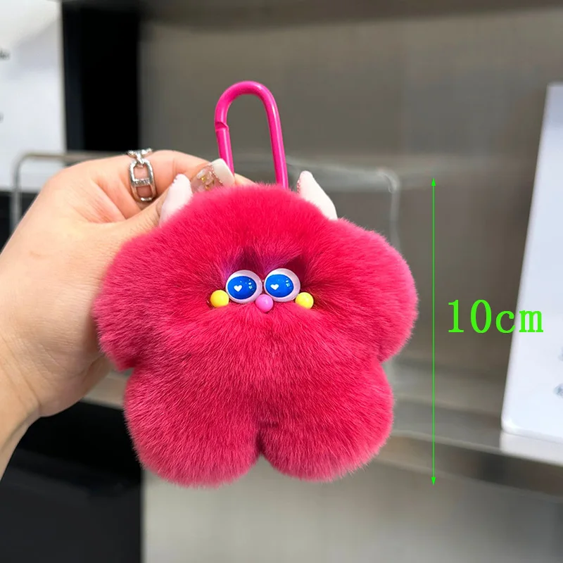 Rex Rabbit Fur Made Cute Calf Pendant Real Fur Plush Doll Bag Pendant Mini Plush Keychain
