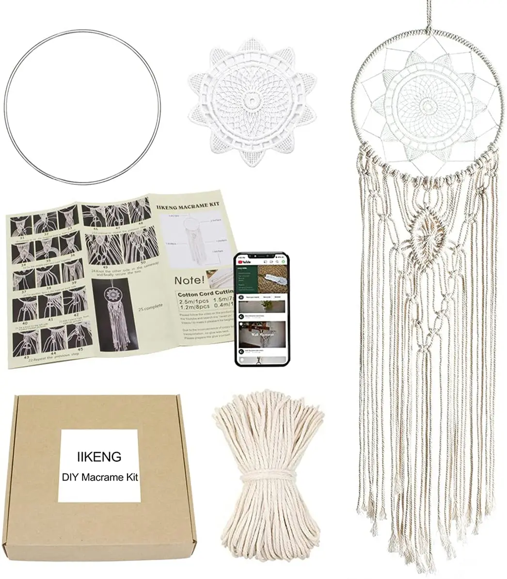 make your own bedroom wall nursery hanging wedding macrame cord dream catchers craft kits for kids diy adults beginners