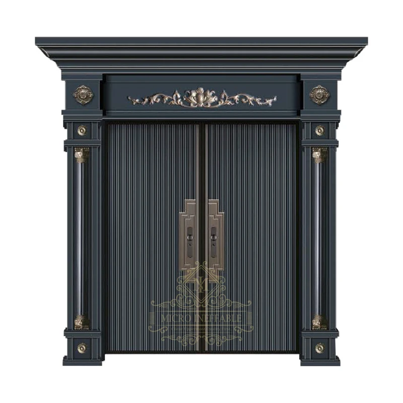 Egyptian Revial Style Double Hot Dip Galvanized Steel Door Front Entry Door Security Entrance Door