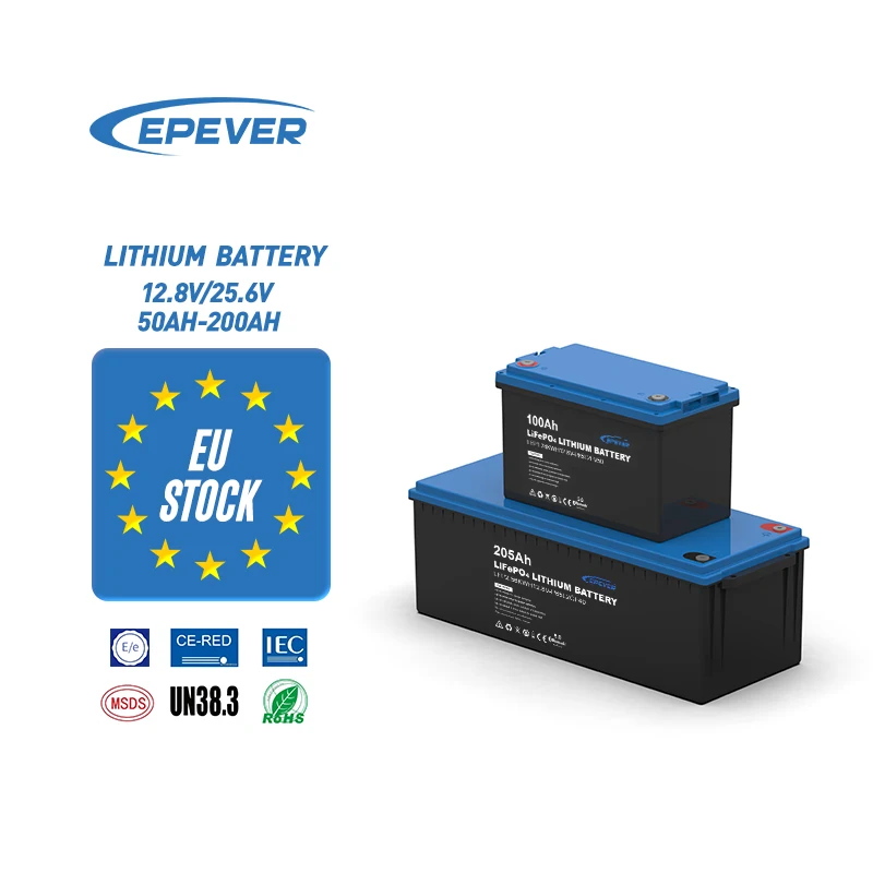 EU Stock Wholesale LiFePo4 12.8V 25.6V 50AH 100Ah 150Ah 200Ah IP65 Waterproof Deep Cycles Rechargeable lithium battery pack