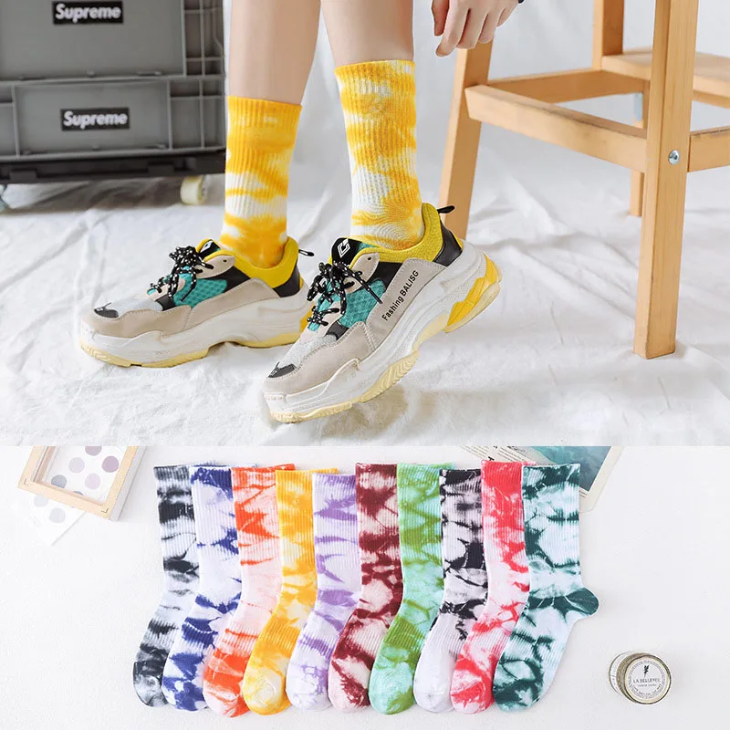 Cotton Custom Tie Dye Crew Socks And Plain Tie Die Socks Custom Logo Unisex Socks