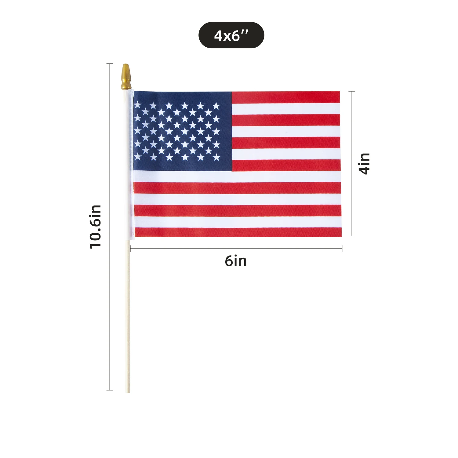 Custom wholesale 4in*6in 5in*8in 8in*12in wooden poles hand-held American flag printed polyester fabric mini country
