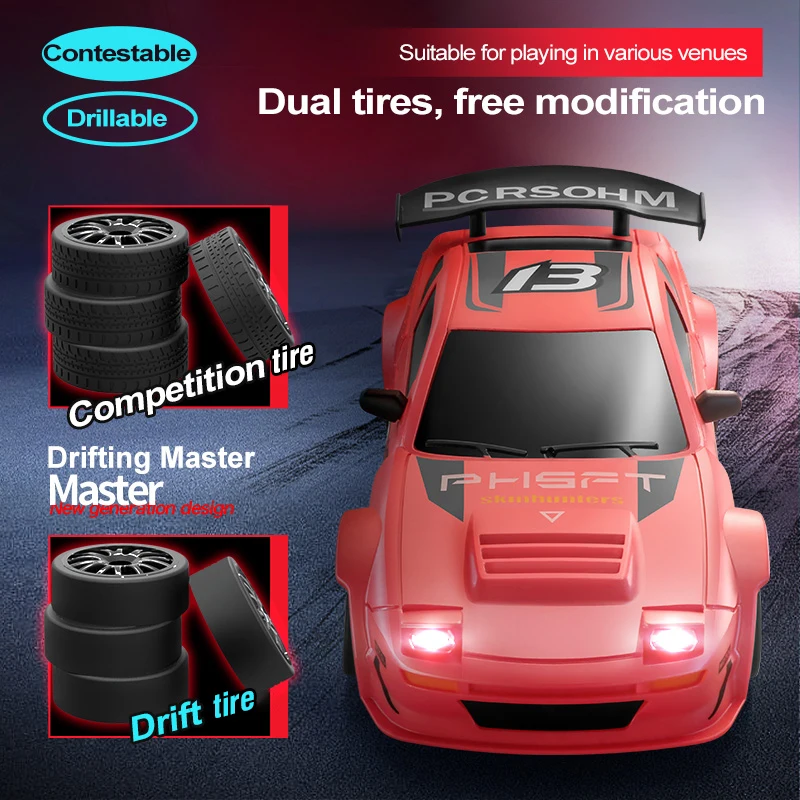 1 24 scale 4 wheels drive drift 2.4G speed switch 6 colors racing cars toy vehicle kids cool drift RC car with light