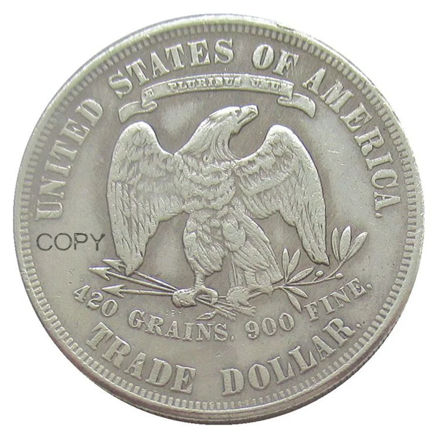 US 1885 Trade Dollar Silver Plated Replica Decorative Commemorative Coins