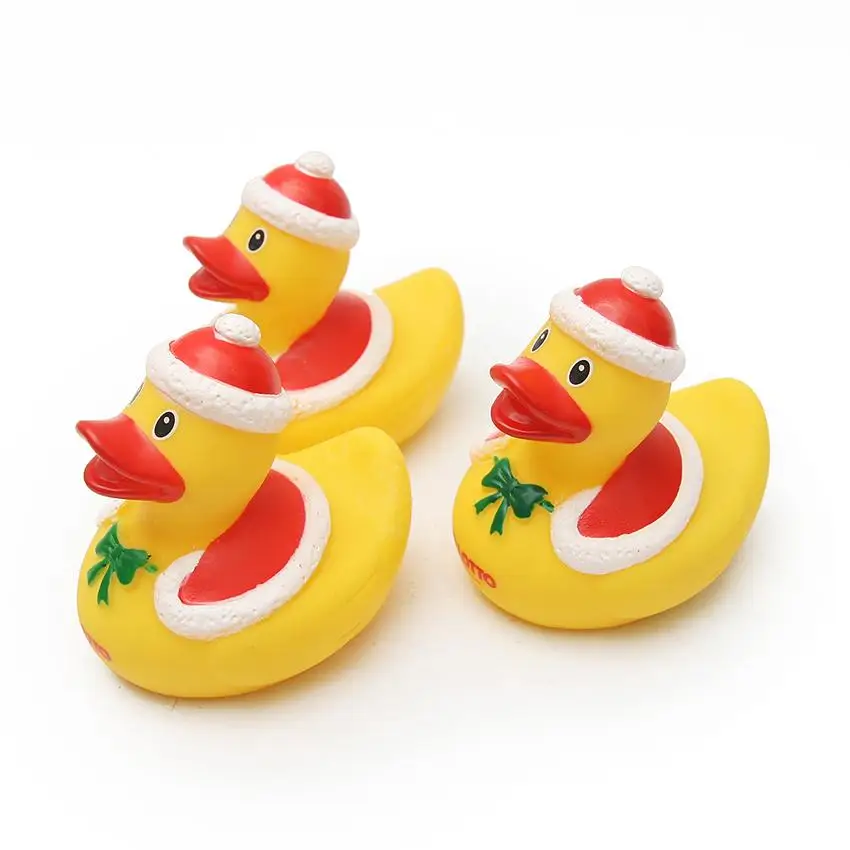 Customized Christmas Ducks  kids Bath Toys Squeaky Ducky Baby Toys Cute Rubber Duck Children Water Playing Toy Xmas Decor